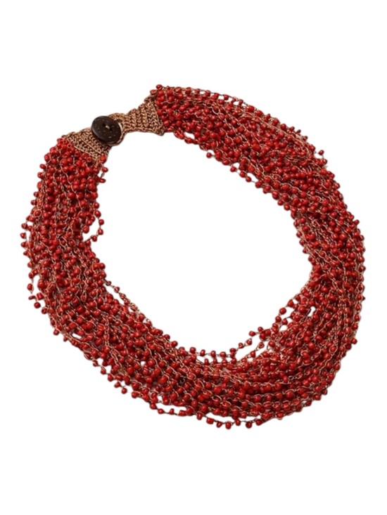 Whimsy_and_Rose Jewelry - Red Beaded Multi-Strand Necklace